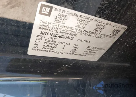 2016 GMC Sierra 1500 Denali z USA, uszkodzony, nr VIN 3GTP1PEC9GG330572